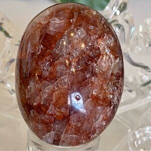 2.3" RED FIRE QUARTZ Hematoid Crystal Polished Palm Stone Tumble Madagascar 106g